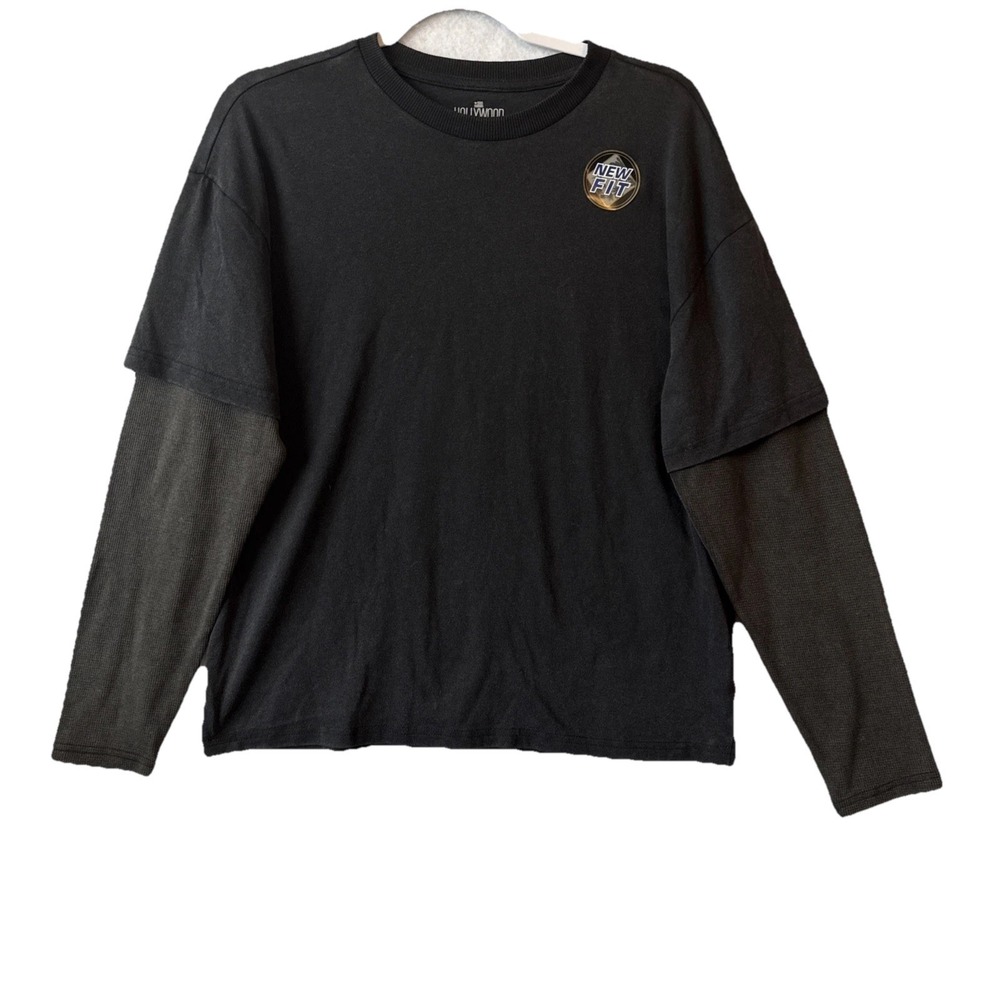 Hollywood The Jean‎ People NWT Mock Layers Black Mineral Wash Shirt L 14/16